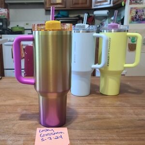 Stanley x Starbucks Limited Edition Metallic Yellow Purple 40oz Quencher Tumbler
